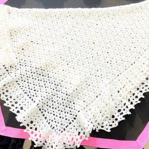 Baby Baptismal Blanket had crocheted White Longer corners draping FREE SHIPPing!